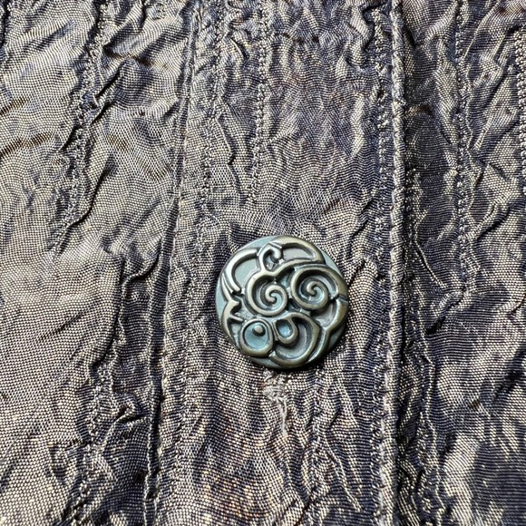 Erin London Womens Size Medium Gold Metallic Crinkle Jacket Art to Wear Textured - Picture 7 of 13